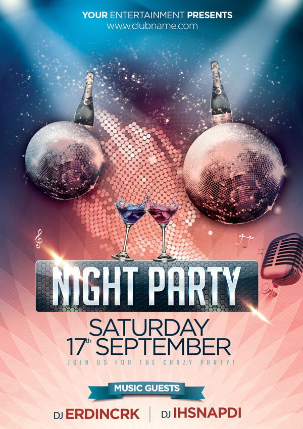 Дизайн диско-вечеринки Night Party Free PSD