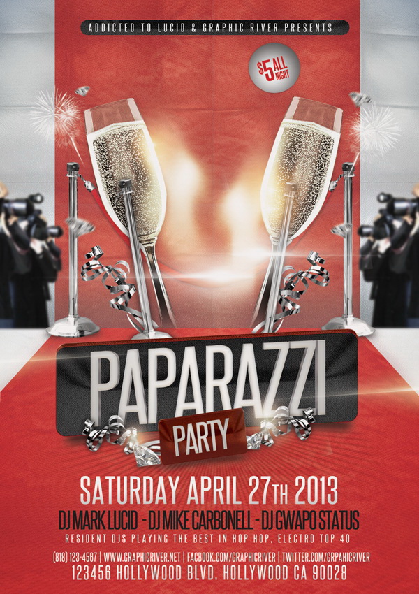 Paparazzi Party дизайн модного плаката Free PSD