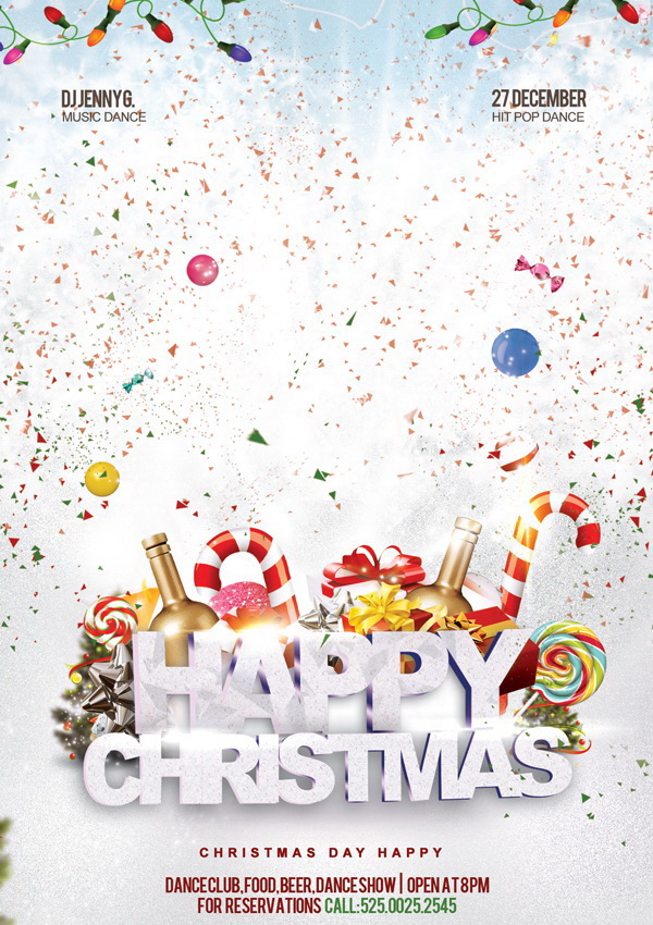 Промо-постер в стиле Happy Christmas Free PSD