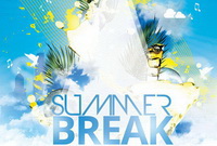Летние мотивы рекламной афиши Summer Break Free PSD