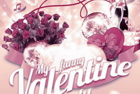 Конфеты и розы на плакате День влюблённых Free PSD