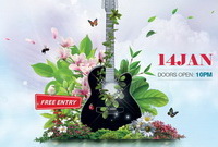 Игра на гитаре рекламный постер Free PSD